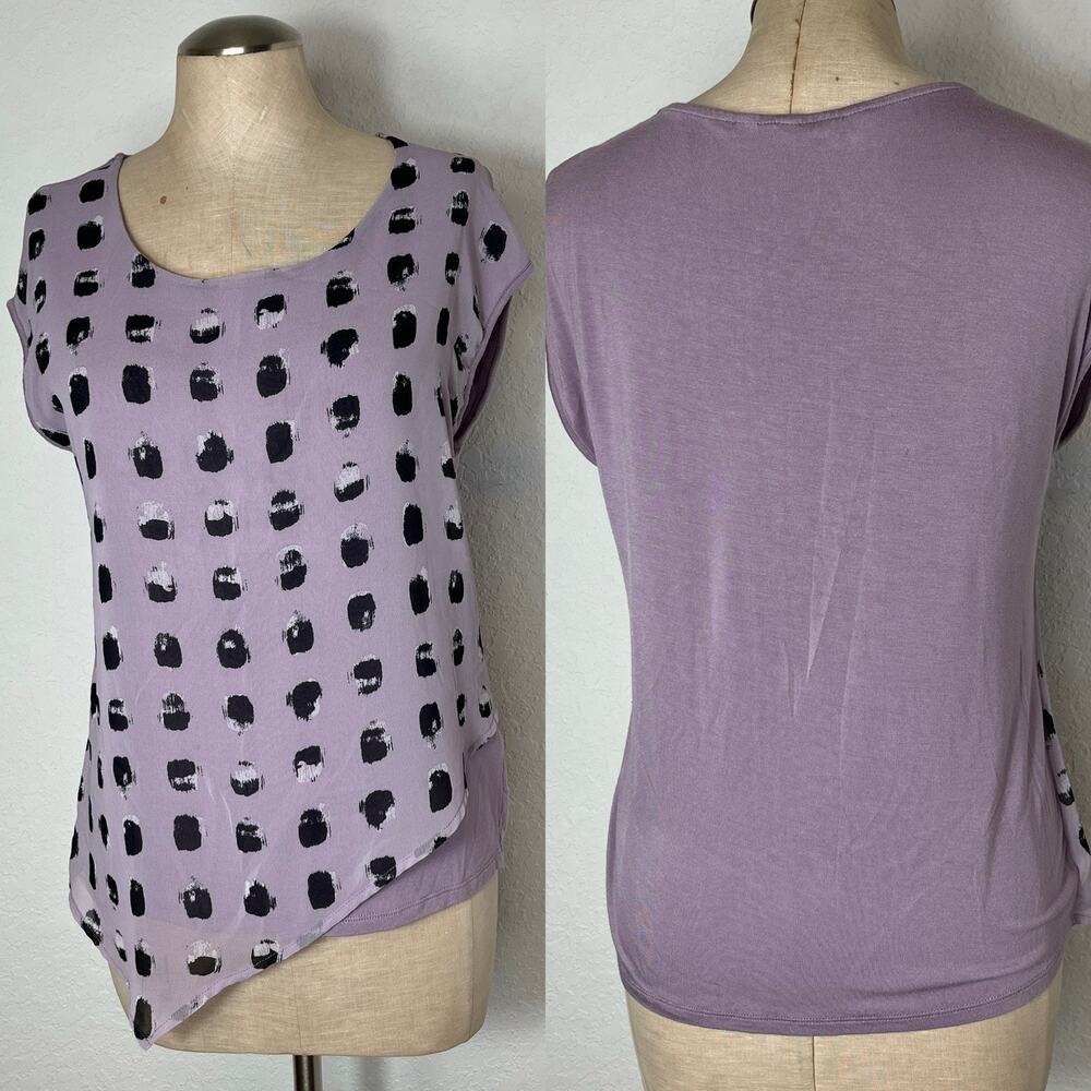 Reitmans Lavender Blouse pullover Size XS asymmetrical shell at front cap sleeve